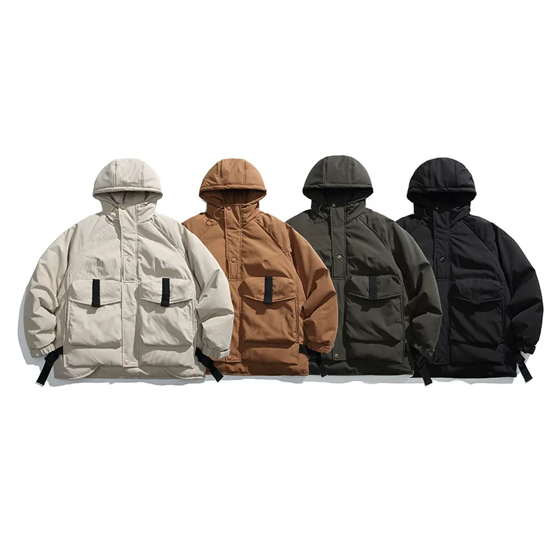 Городской стиль Winter solid trend down jacket с капюшоном, высококачественный стиль