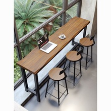 阳台家用吧台桌简约实木靠窗长条高低脚长桌子高脚桌椅靠墙窄桌