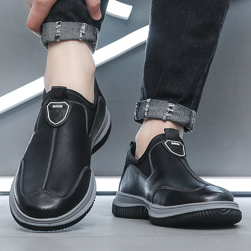 New men's sports casual shoes, fashionable soft leather casual shoes, stylish British minimalist casual shoes, trendy men's shoes