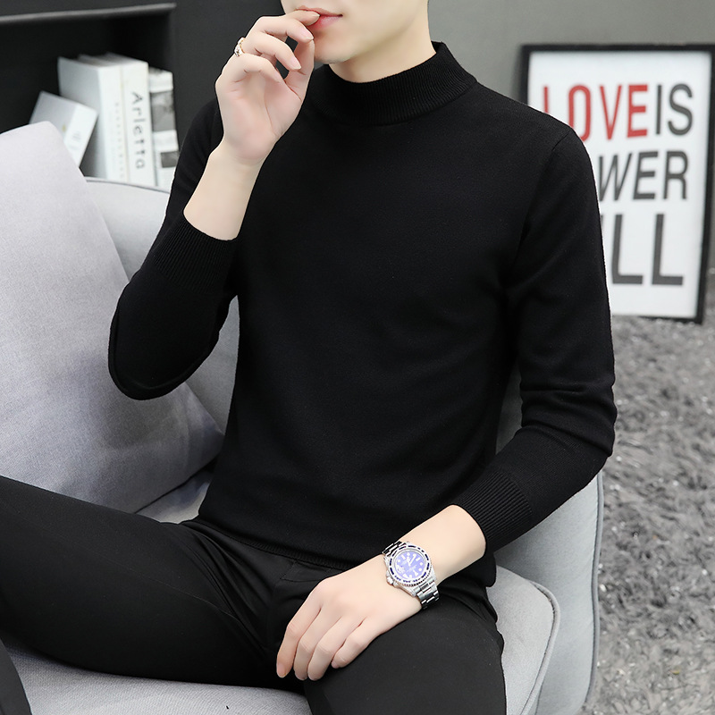 Half turtleneck sweater men's sweater autumn and winter handsome middle collar inner base shirt warm sweater all-match new arrival