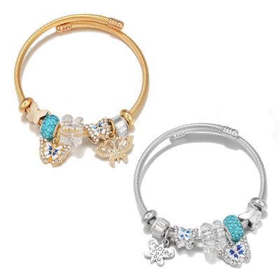 DIY潘家蝴蝶手镯 简约渐变森系蝴蝶手串 小清新可调节饰品手链|ru