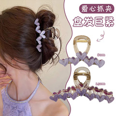 愛のつかみの女性2025の新型の夏のヘアピンの高級感の大きいサイズのサメは後頭部の髪を挟みます。
