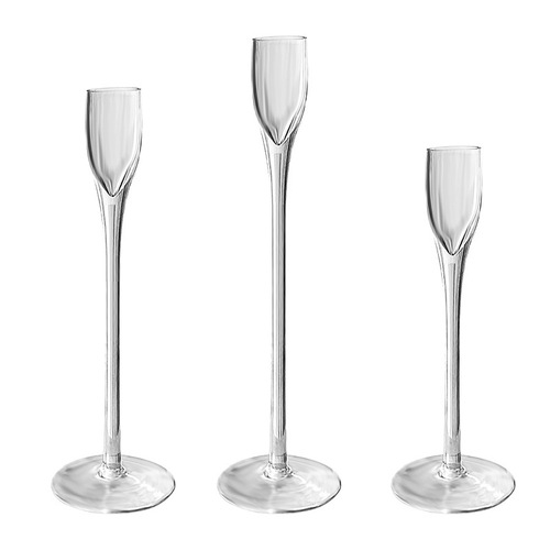 European transparent glass candle holder creative romantic fashionable goblet style wedding hotel restaurant sample soft decoration