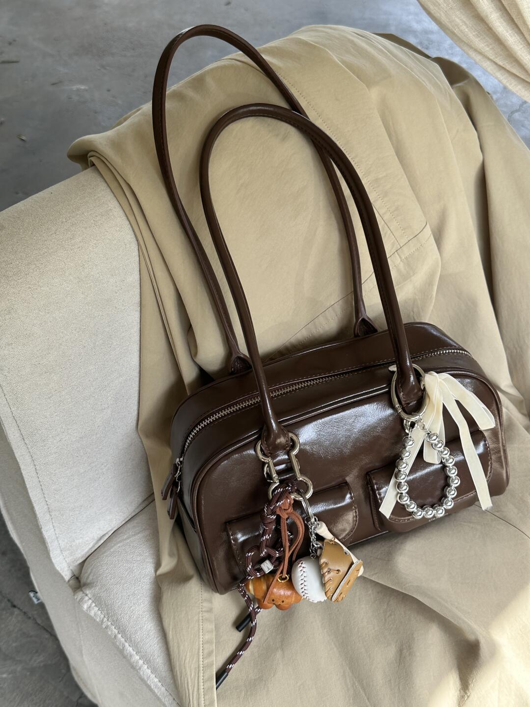 Bolso Bowling Otoño/Invierno 2026, Estilo Xu Yunzhen, Gran Capacidad, Bolso de Hombro y Axila