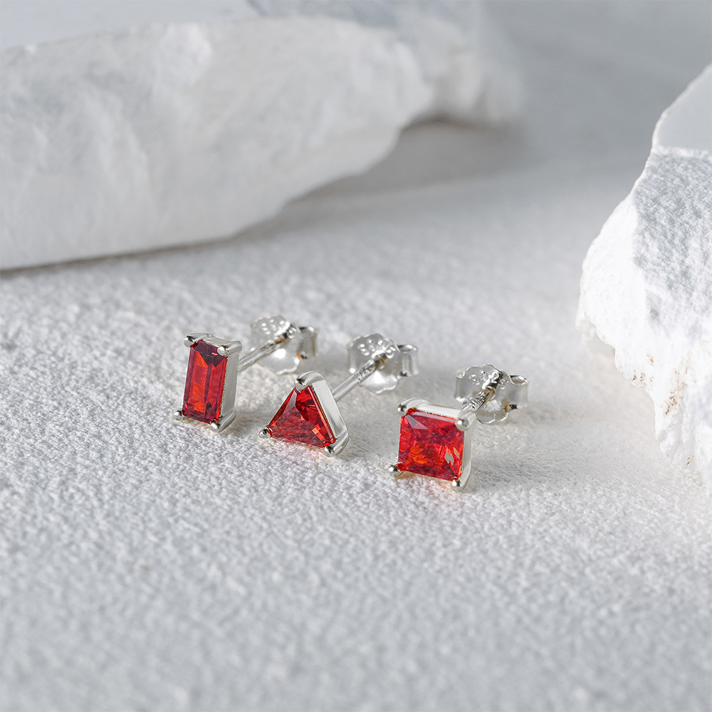 3g Weight Zircon Inlay Material Ear Studs Classification 3 Pieces Set Quantity Daily Occasion 925 Sterling Silver Material Geometric Pattern Women's Gender Plating, Inlay Design Simple Style Style 3 Pieces Set 925 Sterling Silver Zircon Geometric Ear Studs 26