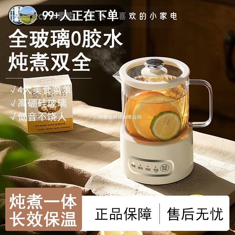 Electric Kettle for Home Use, Small Tea Boiler, Mini Constant Temperature Office Flower Tea Pot, Glass Health-Preserving Kettle