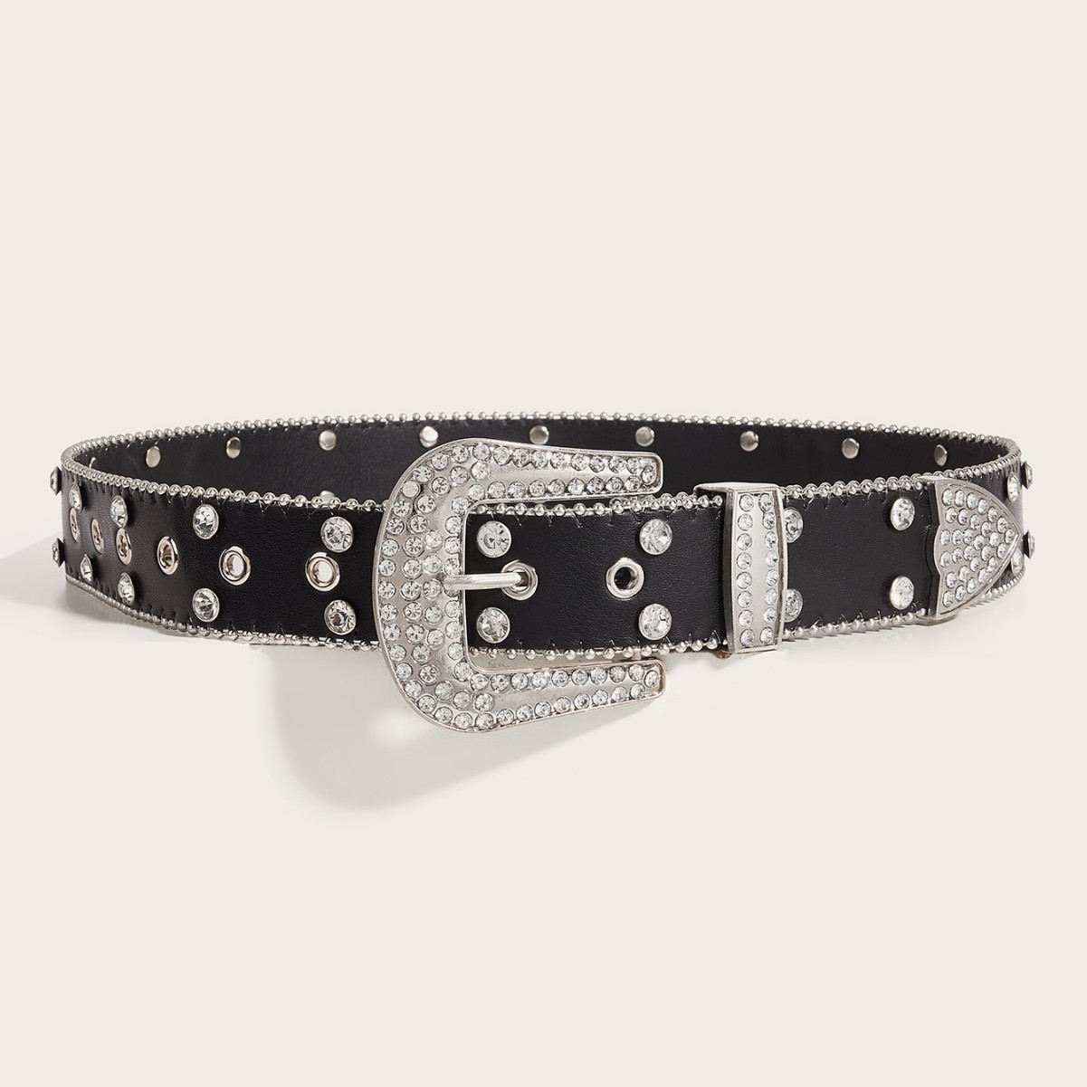 European And American Cross-Border Rhinestone Belt For Men, Inlaid With Sparkling Rhinestones, Hip-Hop Punk Style,_voghion.com