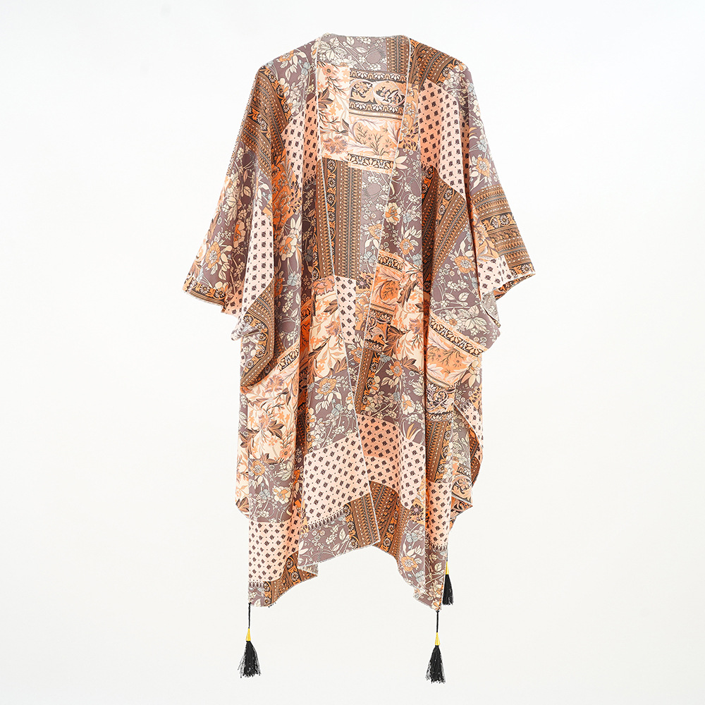 Nueva primavera y el verano de las mujeres impreso camisa de protección solar kimono chal ropa de protección solar blusa ropa de playa