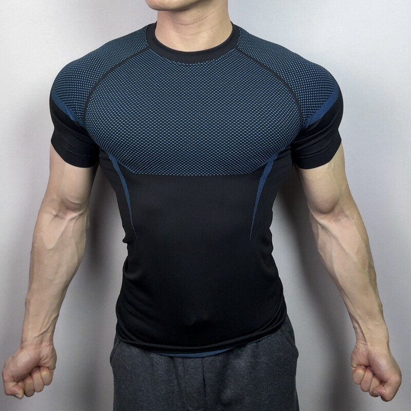 New Model from the Source Manufacturer, Sports and Fitness Men's Running Training Clothing, Elastic Quick-Drying Breathable Round-Neck T-Shirt New Model from the Source Manufacturer, Sports and Fitness Men's Running Training Clothing, Elastic Quick-Drying Breathable Round-Neck T-Shirt
