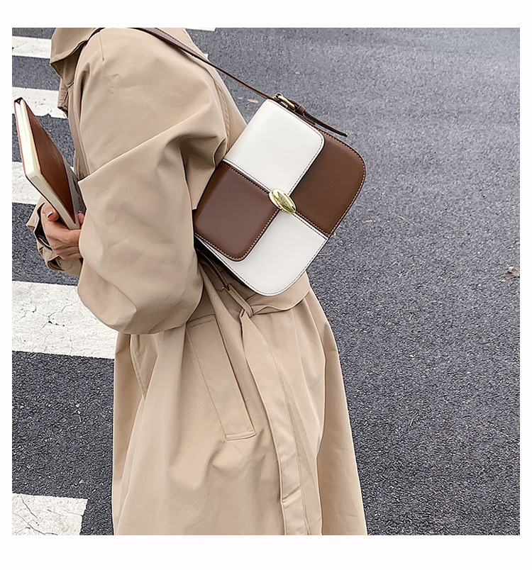 Small Bags 2021 New Fashion Stitching Contrast Messenger Bag Autumn And Winter Underarm Bag display picture 2