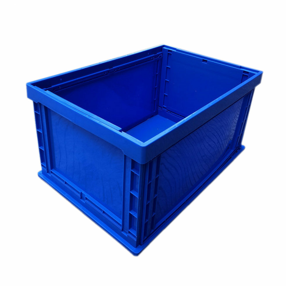 蓝色塑料周转筐 折叠箱 可折叠式汽配箱 长方形折叠周转箱批发