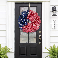 Love of the Harbor U.S. Independence Day Wreath Door Hanging Home Fabric Decorative Item Festival Shop Window Prop 30CM