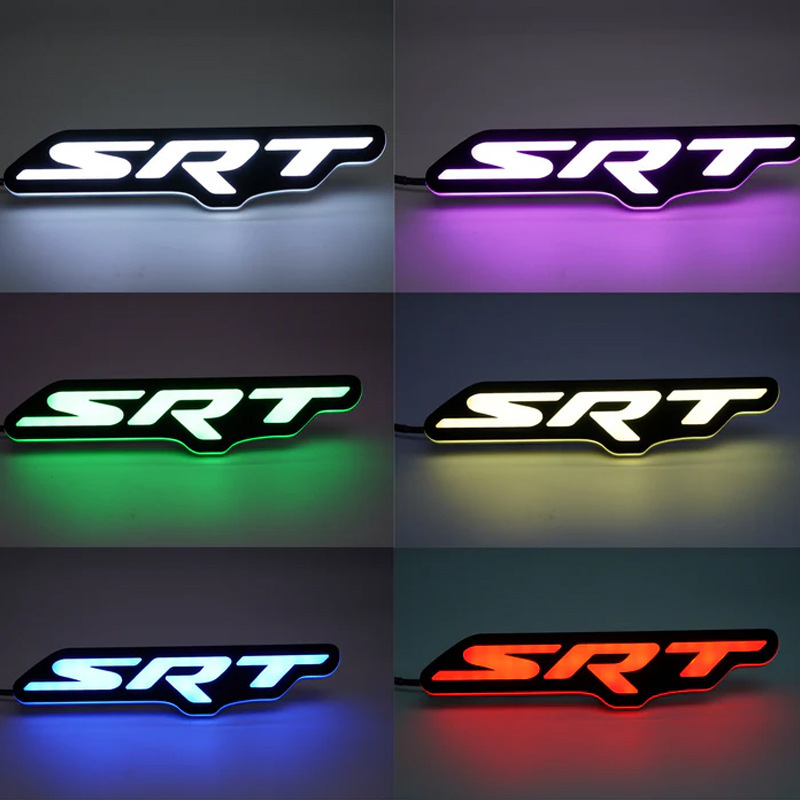 Cross-Border Luminous Car Logo Srt Car Luminous Emblem Hellcat Bluetooth Rgb Car Grille Luminous Logo