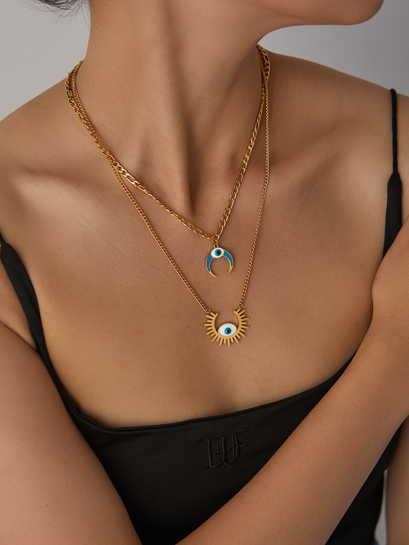 13g Weight 0.03µm Gold Plating Thickness Electroplated Gold Plating Process 18K Real Gold Plated Plating Material 201 Stainless Steel Pendant Material Zircon Inlay Material Layered Necklaces, Necklace Classification 201 Stainless Steel Chain Material cable chain Chain Type 1 Set Quantity Holiday, Daily Occasion 201 Stainless Steel Material Star Pattern Women's Gender Simple Style Style Plating Craft Wholesale Jewelry Simple Style Star Titanium Steel Plating Layered Necklaces Cable Chain 17