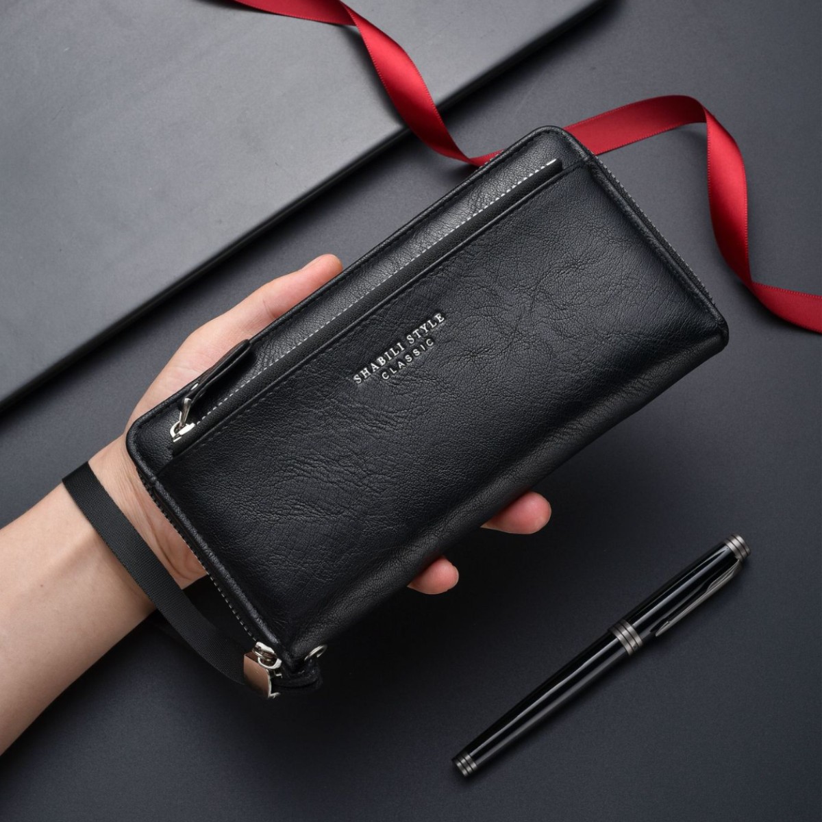 New Style Men's Long Wallet, Men's Clutch Bag with Card Slots, Soft Leather Zipper, Youth Fashion Phone Bag Wholesale