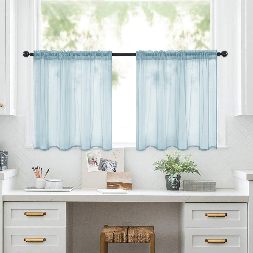 Cortinas semioscuras prefabricadas de terileno de doble barra para cocina y baño, de Amazon, en stock.