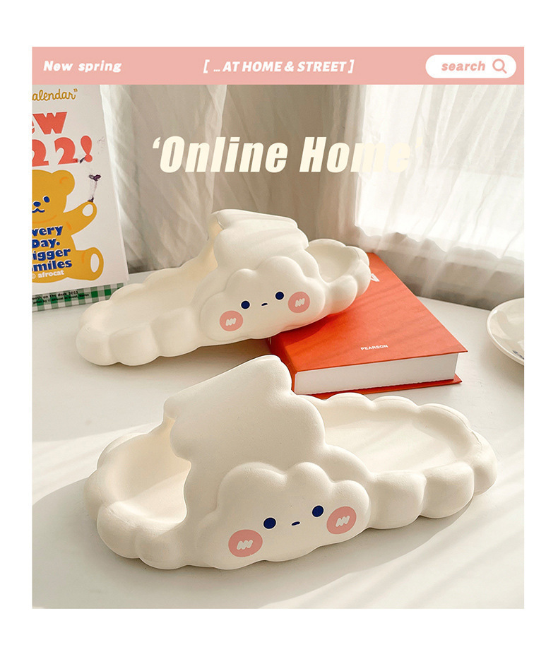 【中国直邮】RAMBLE 踩屎感面包拖鞋 白色38-39码(建议选大一码) 夏季外穿 洗澡防滑软底云朵拖鞋