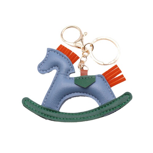 PU Leather Trojan Keychain Wholesale Creative Keychain Leather Carousel Keychain Rocking Horse Pendant