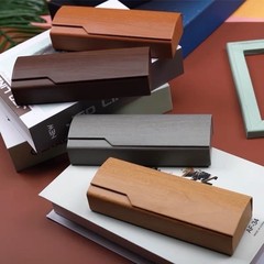 手作りメガネケース木目調新しい近視メガネケース学生シンプルなメガネケースファッショナブルな抗ストレス印刷可能なロゴ