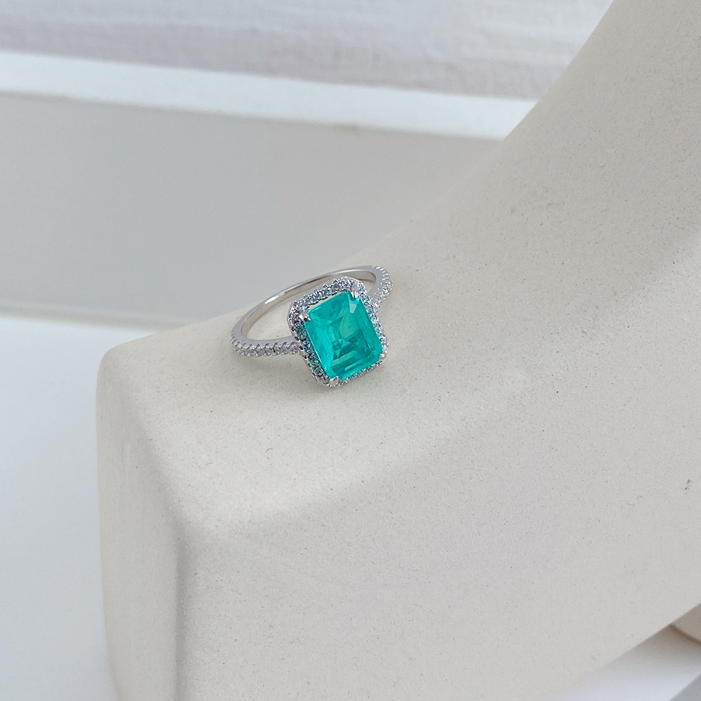 Fashion Geometric Sterling Silver Inlay Zircon Rings 1 Piece