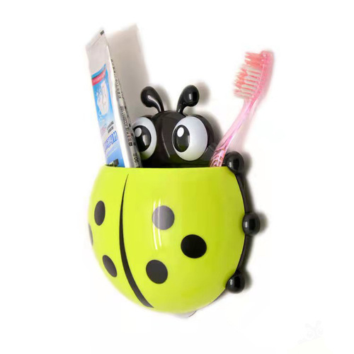 Hole-free seven-spot ladybug toothbrush holder wall-mounted storage cartoon suction cup creative toothbrush holder