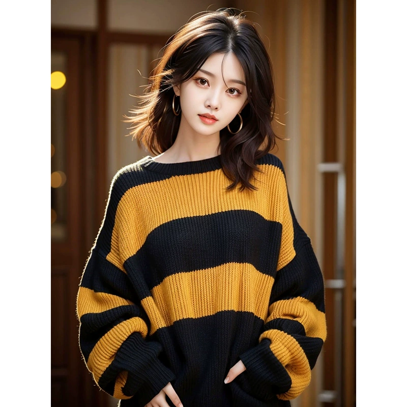Свитер, осенняя knitted базовая теплая базовая комплектация, свободный крой, oversize