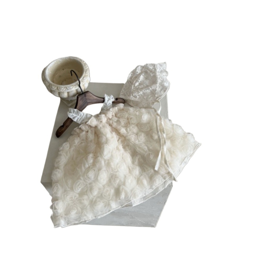 Ropa de bebé de estilo coreano vestido de princesa Rosa resistente vestido de niña de encaje de flores