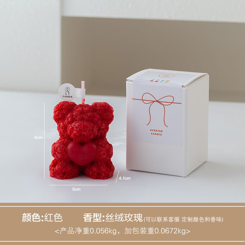 Love Rose Bear Velas de aromaterapia Lindo Festival de Tanabata Regalos creativos Atmósfera de aromaterapia Recuerdos Adornos decorativos