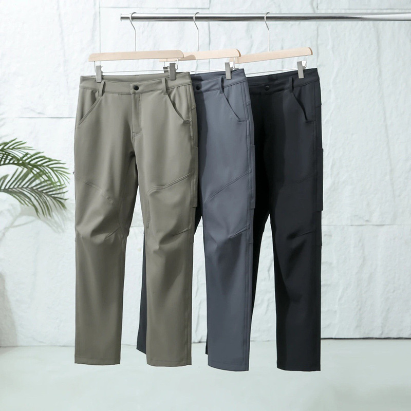 Fly Outdoors! Autumn and Winter Men's Windproof Fleece-Lined Thickeneded Warm Work Clothing Straight Cycling Hiking Soft Shell Casual Pants Fly Outdoors! Autumn and Winter Men's Windproof Fleece-Lined Thickeneded Warm Work Clothing Straight Cycling Hiking Soft Shell Casual Pants