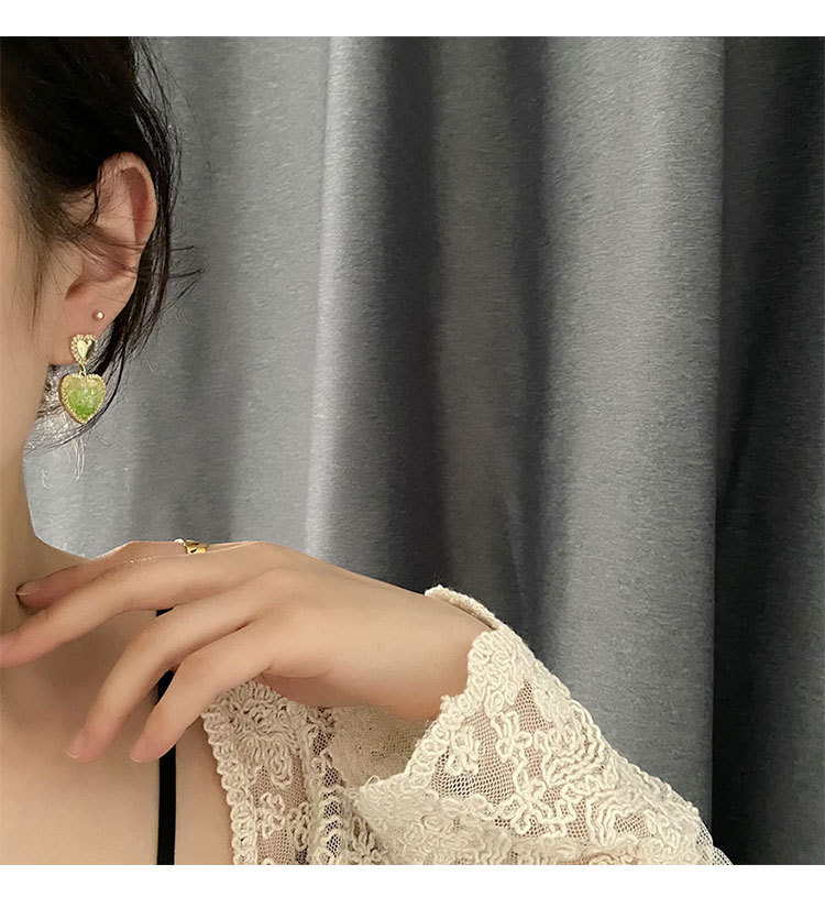Holiday Occasion 1 Pair Sweet Heart Shape Titanium Steel Inlay Artificial Crystal Drop Earrings