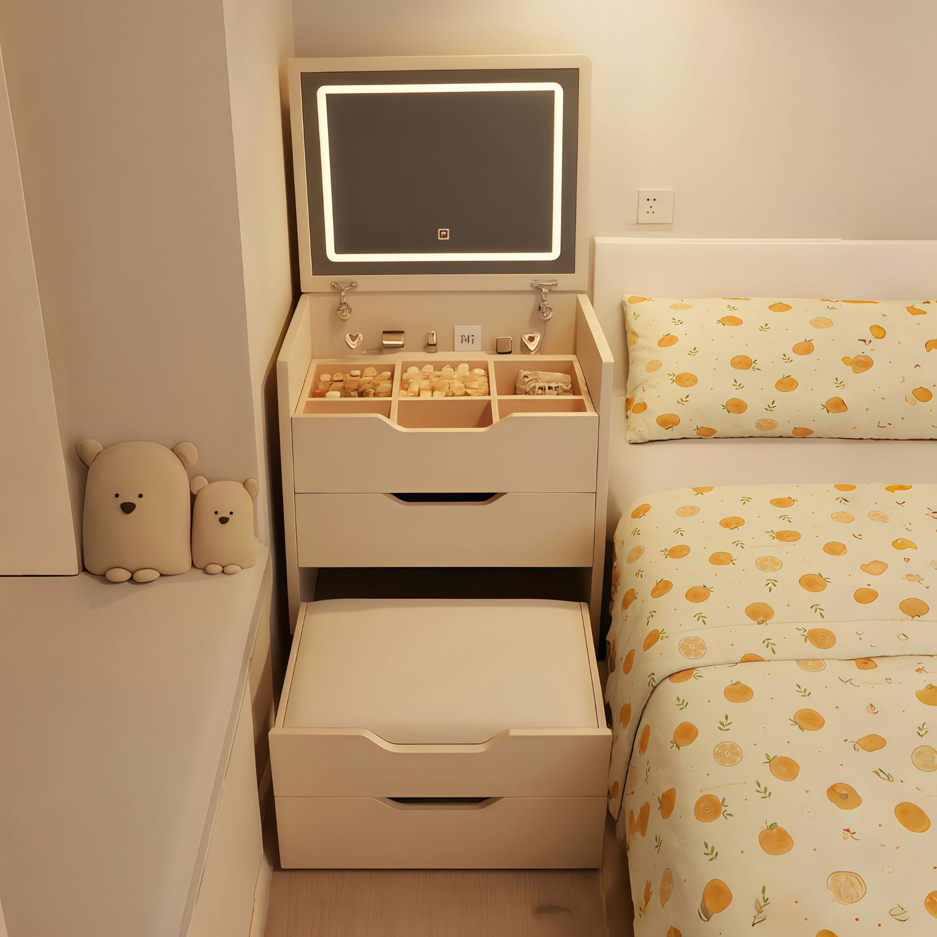 Comodador de dormitorio multifuncional plegable alquiler de gabinete de almacenamiento de artículos de madera maciza comodador
