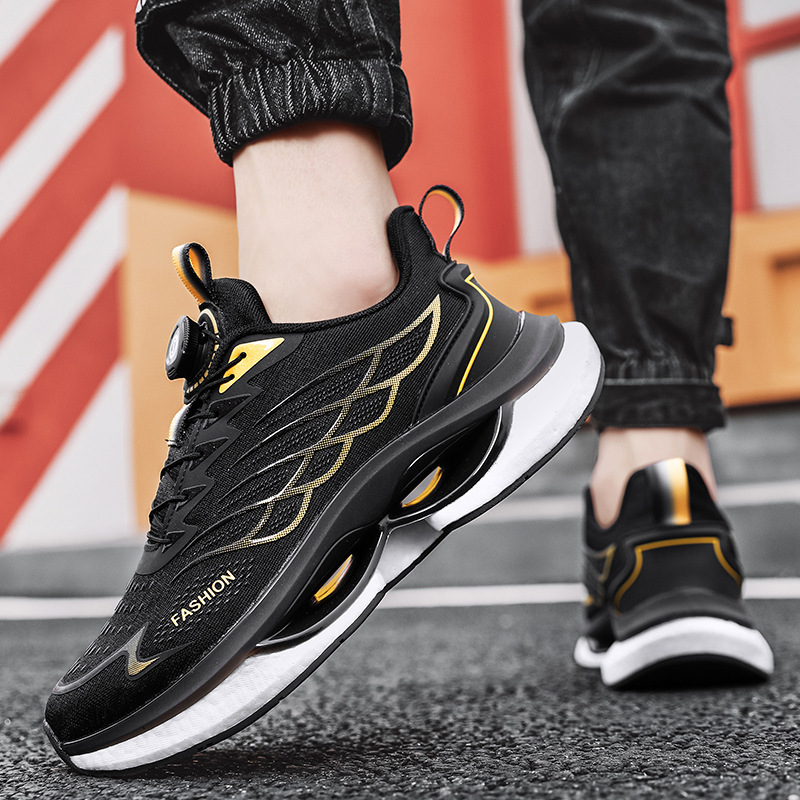 2024 nuevas zapatillas para correr con hebilla giratoria con colchón de aire tejido volador, resistente al desgaste, absorción de impactos, cómodo forro interior, zapatos deportivos para exteriores, zapatos de moda para hombres
