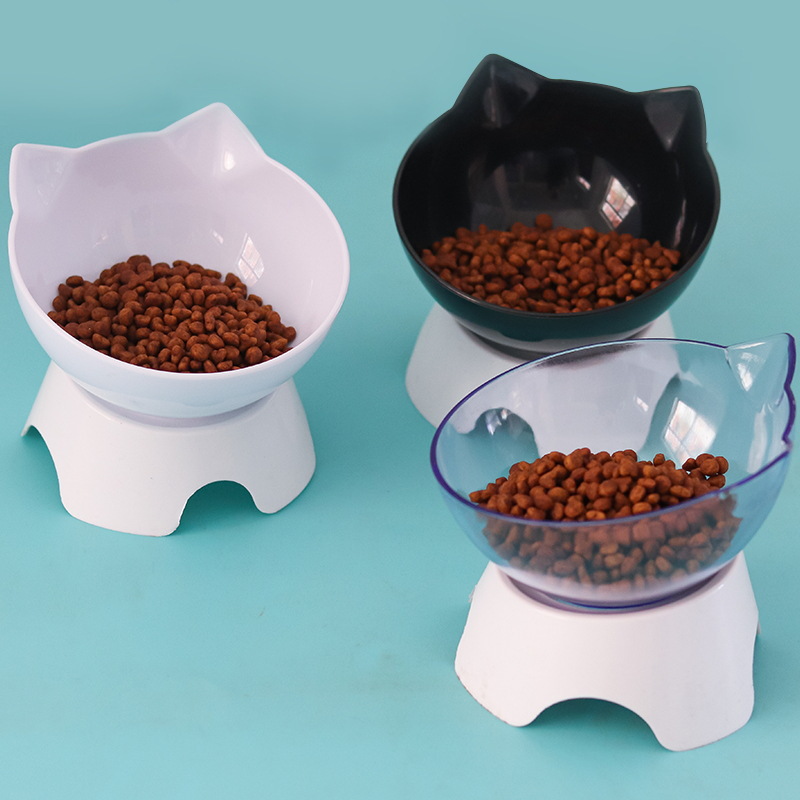 Cuello inclinado transfronterizo para gatos cuenco para perros cuenco para gatos cuenco de plástico doble cuenco para gatos cuenco para perros cuenco de agua cuenco para mascotas al por mayor
