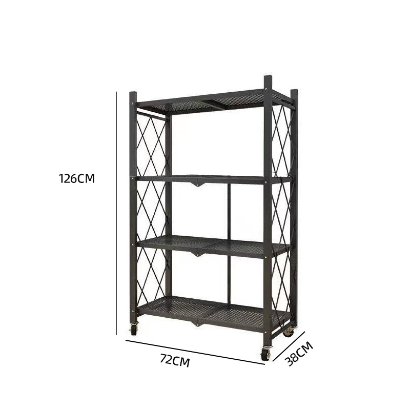 Estante de almacenamiento plegable de cocina sin instalación Estante de acabado de piso multicapa Estante de almacenamiento de horno de microondas transfronterizo doméstico