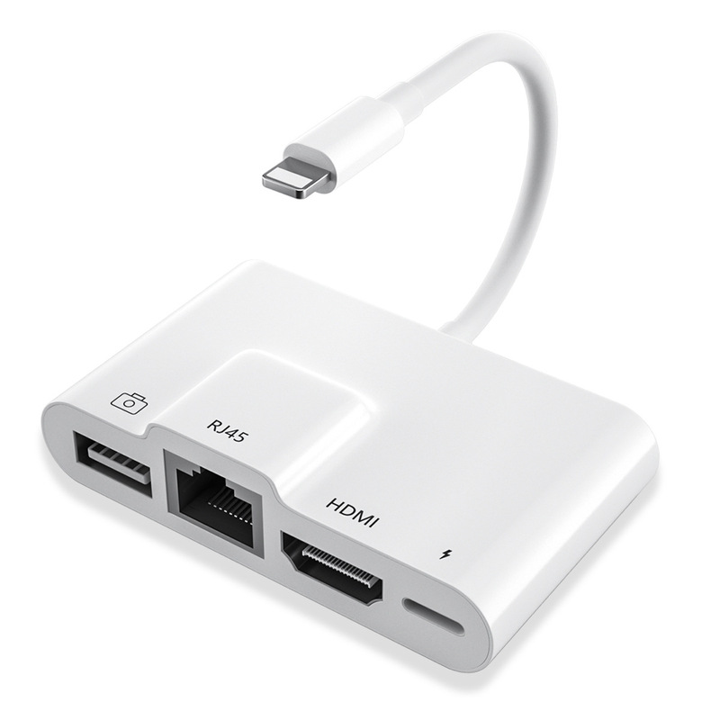 Applicable to Apple HDMI OTG same screen projection screen conversion line converter mobile phone Ethernet RJ45 live card reader Applicable to Apple HDMI OTG same screen projection screen conversion line converter mobile phone Ethernet RJ45 live card reader
