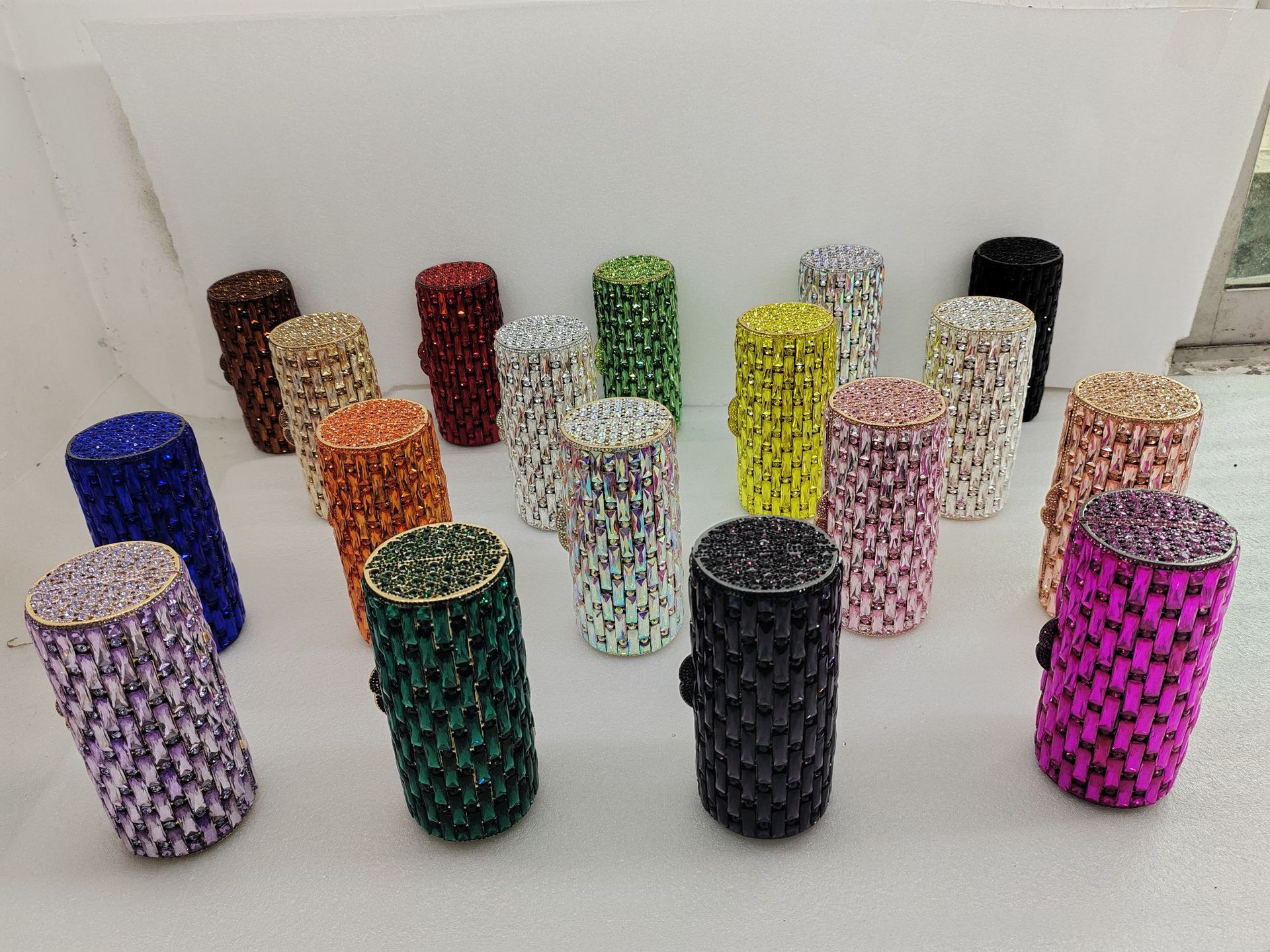Túi clutch nữ đính kim cương hộp cứng cầm tay dạ tiệc — Hoa violet, Vàng Pha Lê, Nền vàng kim cương trắng, Vàng kim AB chi tiết 2