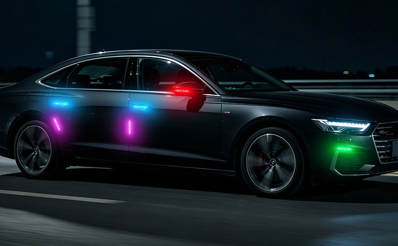 Electric vehicle light-up anti-collision strips, colorful decorative lights, solar-powered anti-collision strips, flashing lights, car and motorcycle ambient lights