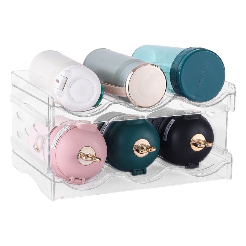 Transparente botella de agua rack de almacenamiento transfronterizo Amazon botella de bebidas almacenamiento estante apilable PET vino aislamiento portavasos