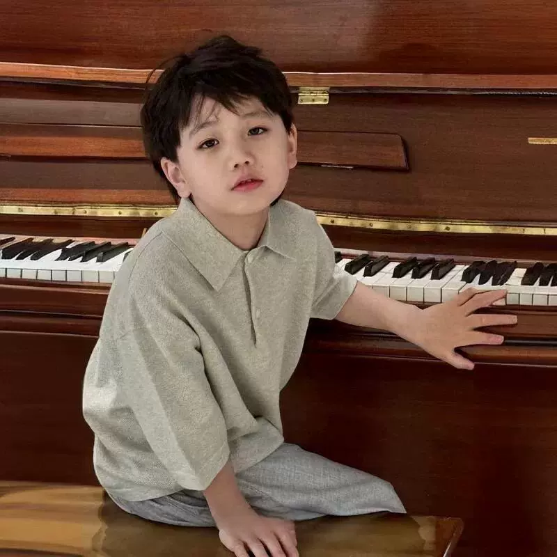 韩国童装儿童上衣男童polo衫2025夏装中大童洋气短袖儿童翻领t恤