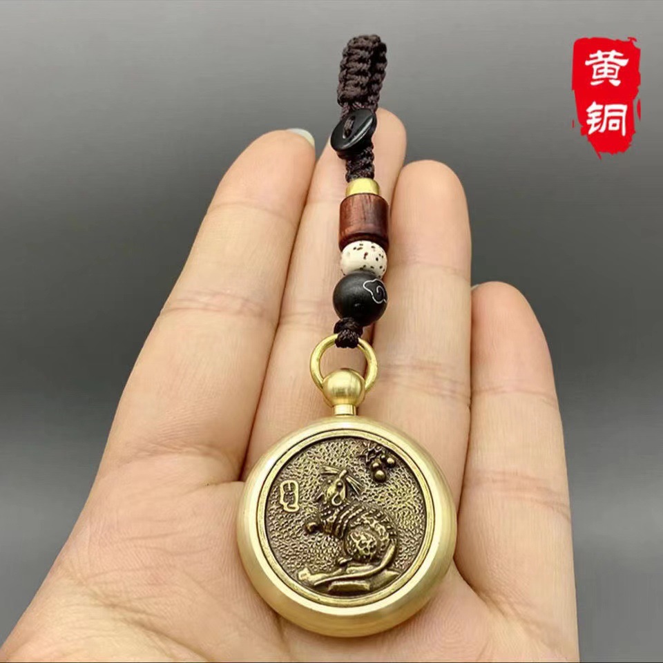 黄铜十二生肖转钱钥匙扣 挂件创意随身汽车钥匙扣个性装饰小把件详情14