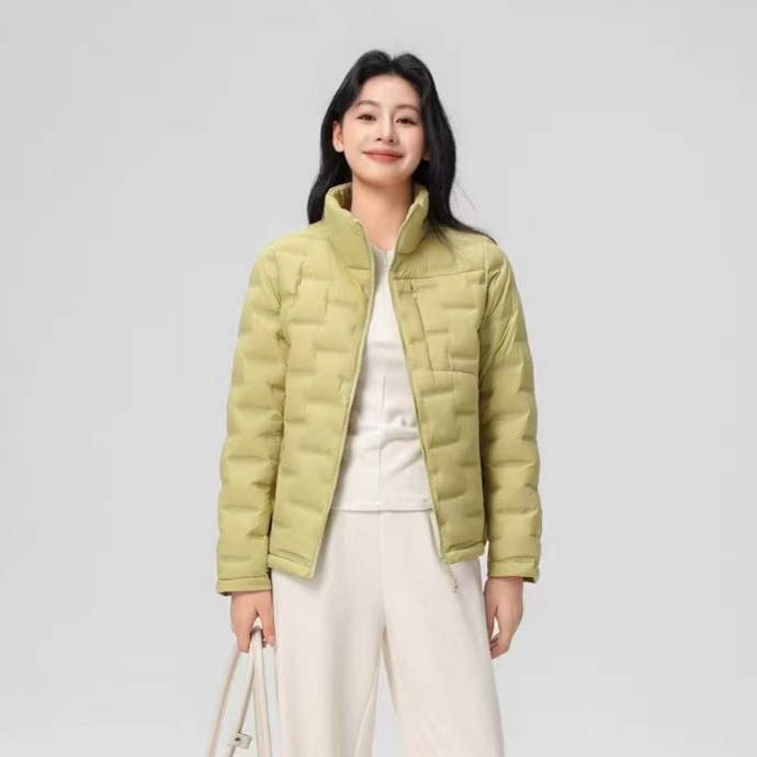 Chaqueta de plumón para mujeres otoño y invierno nuevo tipo 90 de lana ligera y delgada hermosa moda de cuello caliente delgada y gruesa chaqueta corta