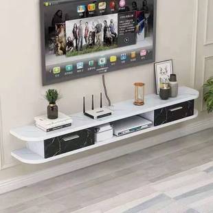 Household hanging TV cabinet living room background wall-mounted set-top box storage cabinet simple modern long shelf