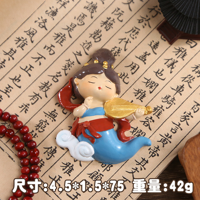 国潮敦煌冰箱贴 福禧飞天敦煌壁影冰箱贴精美设计树脂工艺品批发|undefined