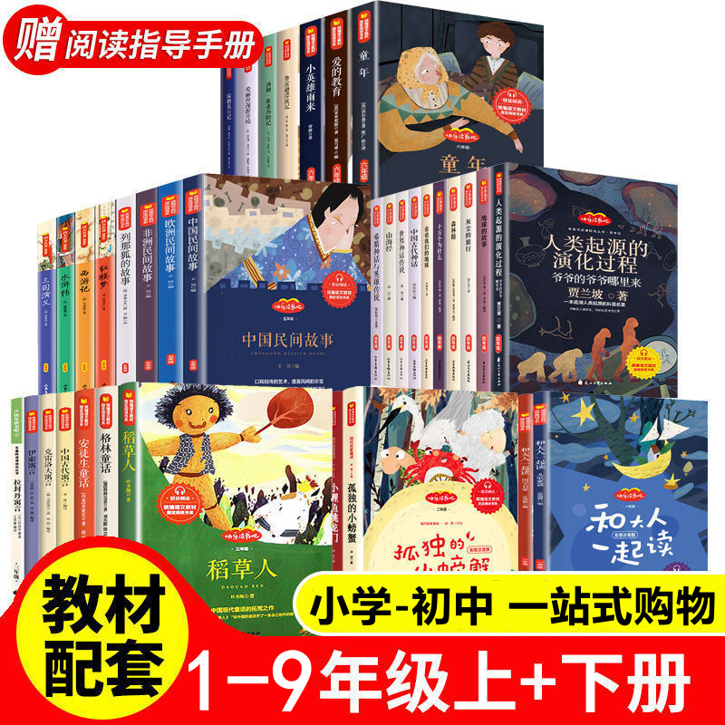 1-9年级快乐读书吧小鲤鱼跳龙门艾青诗选水浒传朝花夕拾西游记书