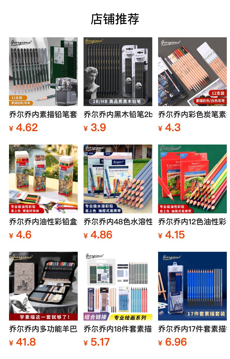 Giorgione sketch pencil set, art student special charcoal painting beginner sketch matte 2b customization
