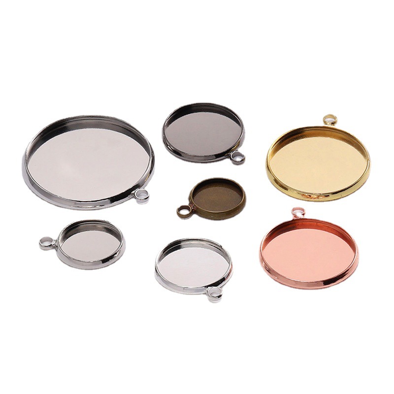 Placa colgante redonda sola hebilla tiempo gema soporte inferior DIY bandeja base colgante accesorios 10-25mm