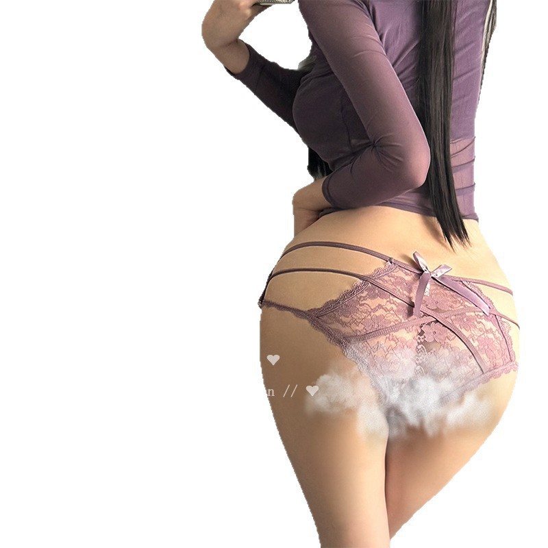 纯纯辣妹*欧美系运动风蕾丝内裤女火辣交叉镂空透气无痕女三角裤|undefined