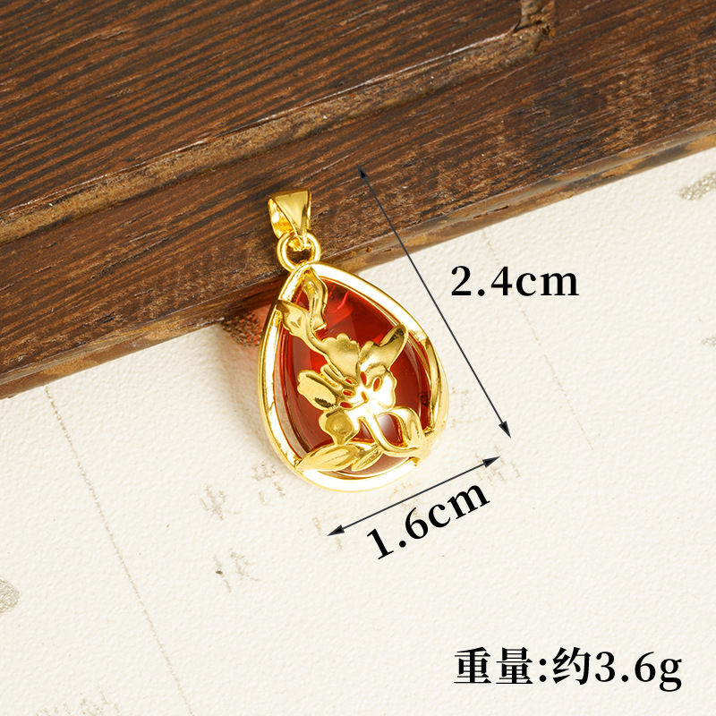 Colgante de peonía de gota de agua d2352 - rojo