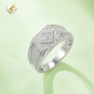 Sterling silver inlaid moissanite ring cross-border foreign trade new men's ring domineering full diamond men's jewelry wholesale R6472