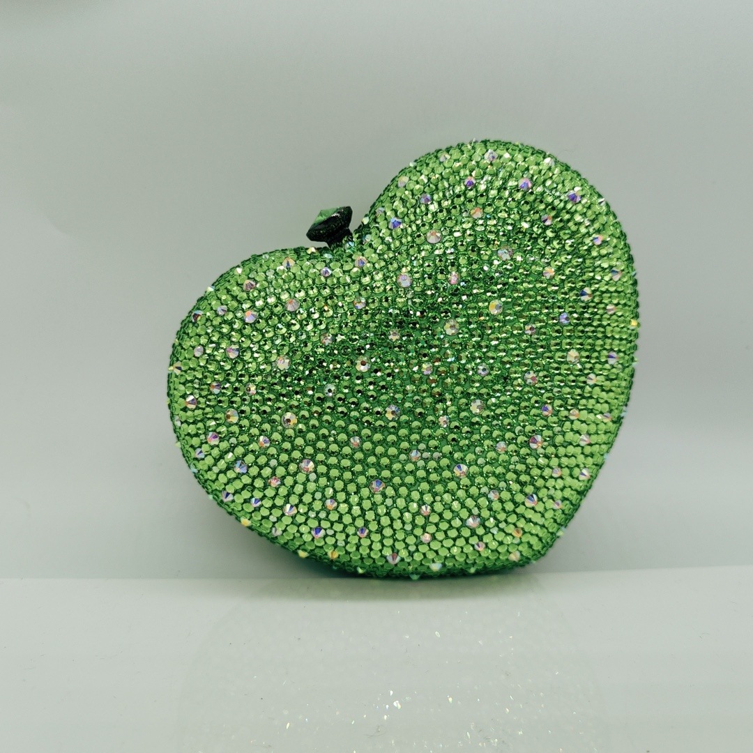 * Nueva bolsa de diamantes en forma de corazón llena de diamantes bolsa de banquete europea y americana bolsa de mujer bolsa de piedra de Rin